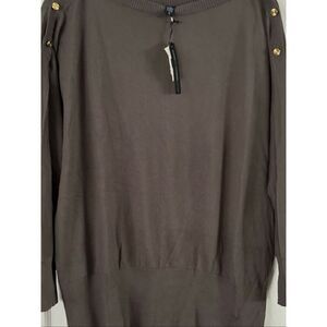 Womens GAP Sweater Pullover Boat Neck Gold Color Buttons Accent